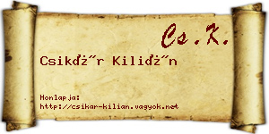 Csikár Kilián névjegykártya